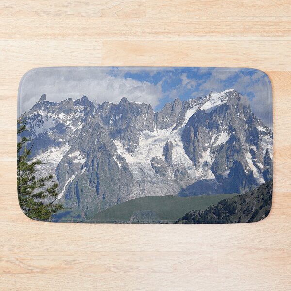 Item preview, Snowy Mountain Peaks Green Meadows Alpine Landscape designed and sold by Anna Lemos.