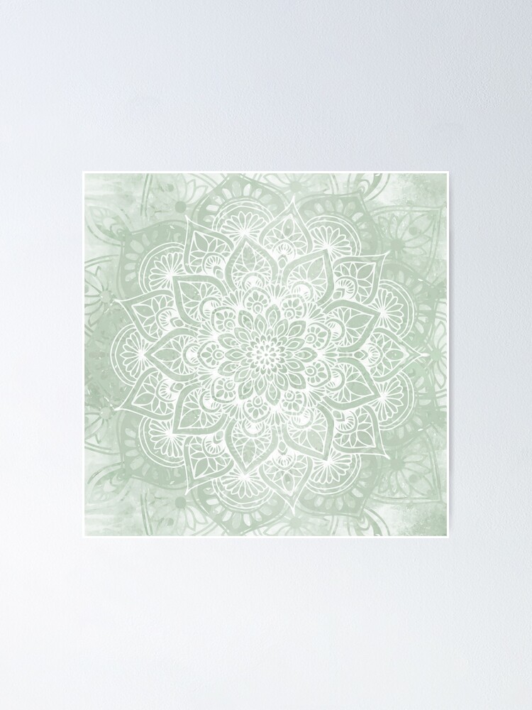 Mandala, Yoga Love, Sage Green, Boho Print Art Print