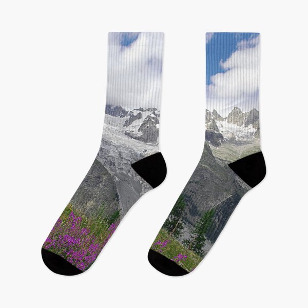 Item preview, Flowering Meadows Snowy Mountains Summer Alpine Landscape designed and sold by Anna Lemos.