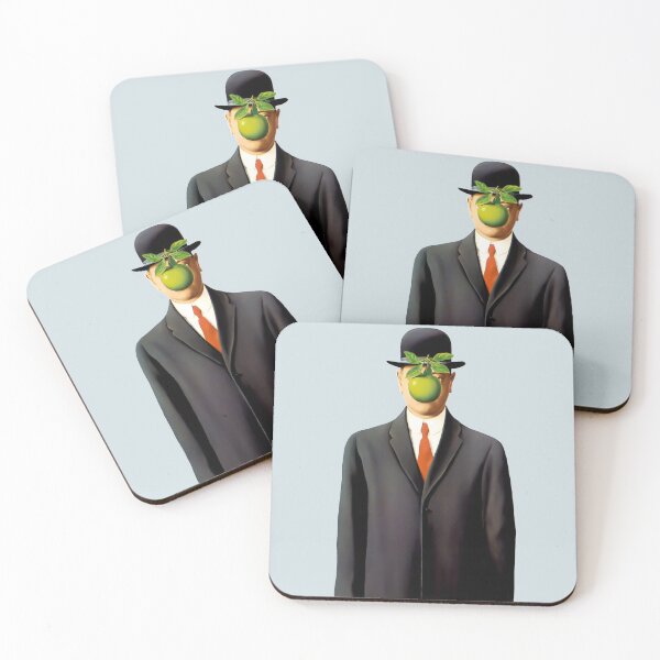 Rene Magritte The Son of Man, 1964 Artwork, Tshirts, Posters, Prints, Bags, Men, Women, Youth Coasters (Set of 4)