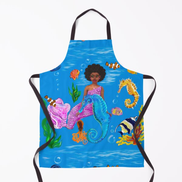 Item preview, Mermaid and fish - Coco the Magical rainbow mermaid with brown eyes,  Afro hair in and caramel brown skin designed and sold by Artonmytee.
