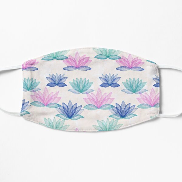 Calm Corner Lotus Floral Watercolor on rose marble Mask