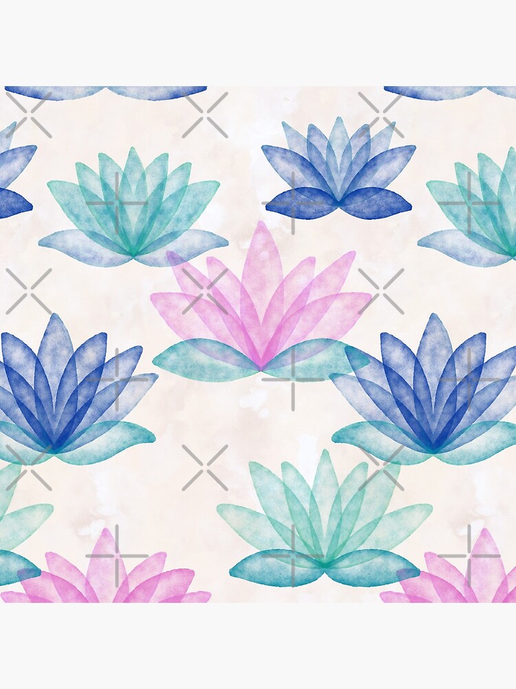 Calm Corner Lotus Floral Watercolor on rose marble by nobelbunt