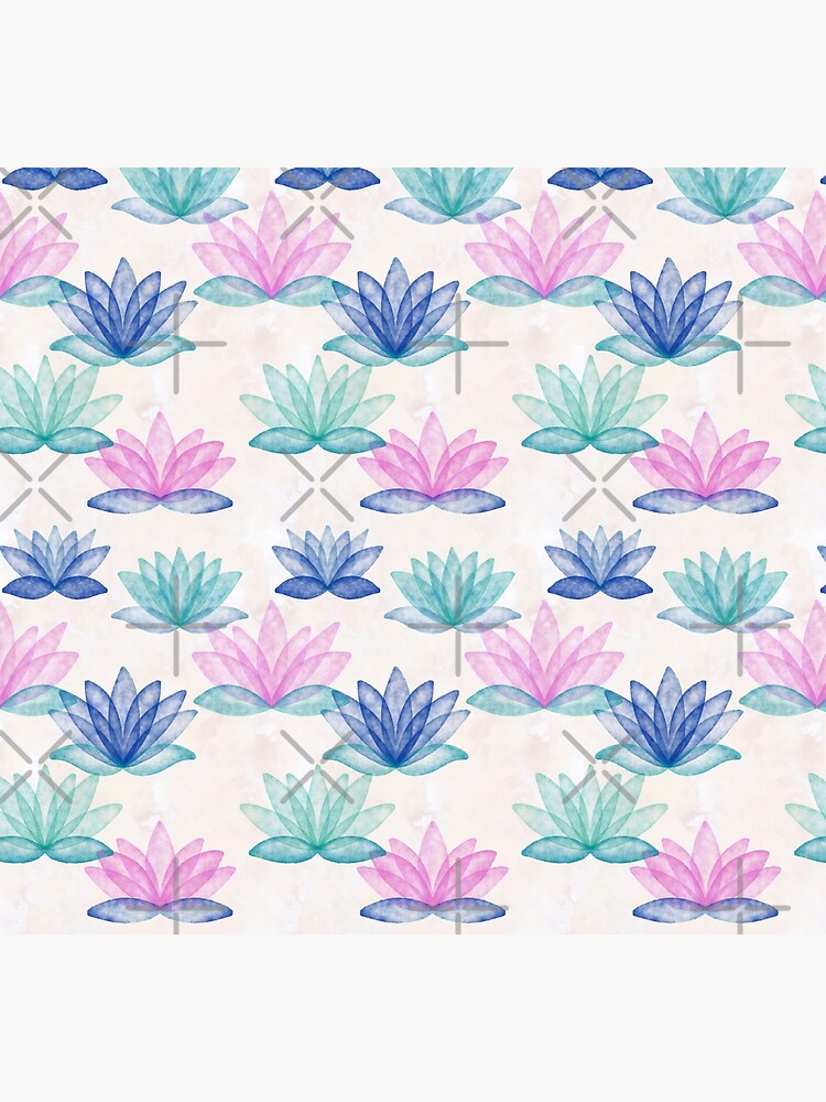 Calm Corner Lotus Floral Watercolor on rose marble by nobelbunt