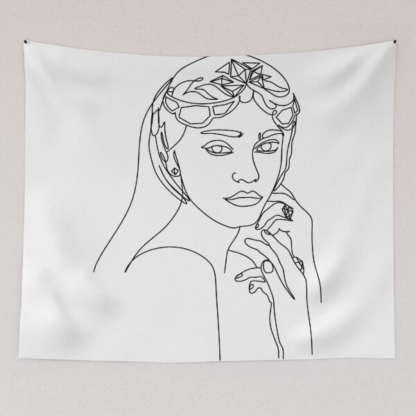 Item preview, Woman face. Portrait of young woman with hair. Face of beautiful girl. Hand-drawn illustration. Beauty salon print. Line drawing. Line illustration. Strong woman.  designed and sold by OneLinePrint.