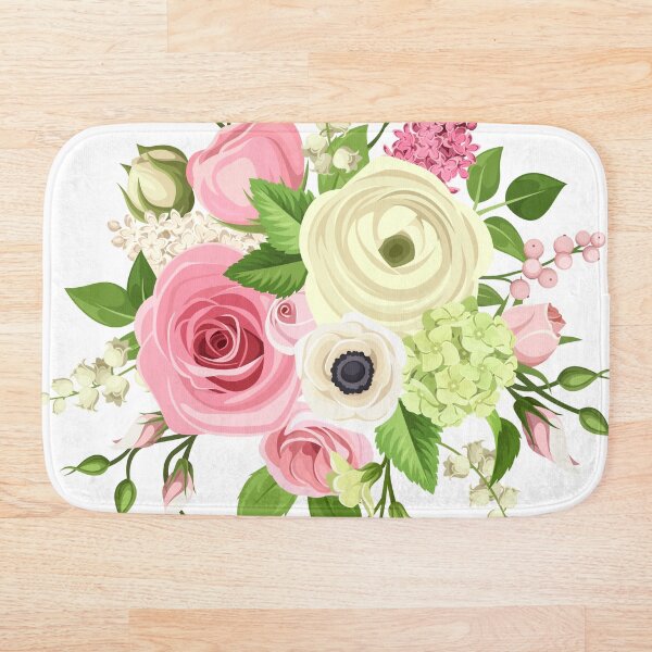 Item preview, Bouquet of pink and white roses, lisianthuses and ranunculus flowers. designed and sold by Naddya.