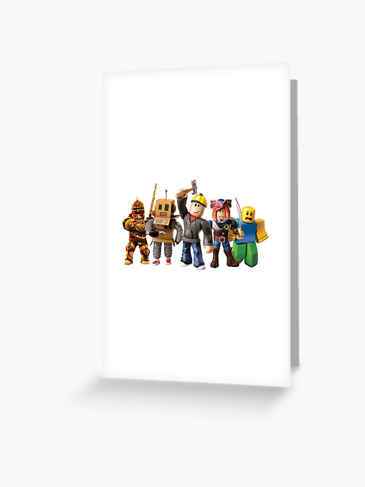 Roblox Game Characters Greeting Card By Affwebmm Redbubble - bloxburg construction worker roblox