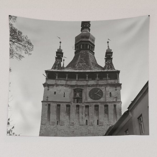 Item preview, Black and white clock tower designed and sold by IlonaP99.