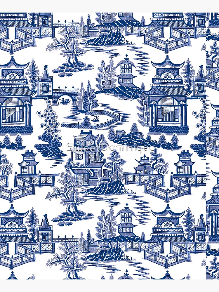 Blue Willow Ancient Ming China - Blue And White Chinoiserie by SweetDominique