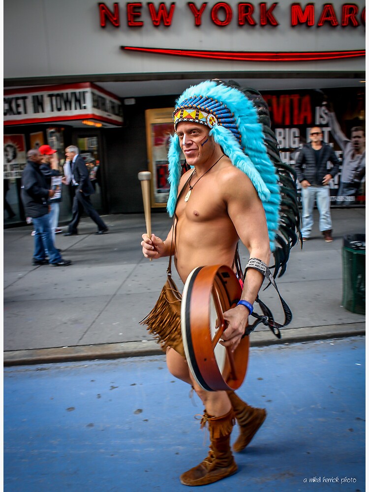 The Naked Indian Of Times Square Canvas Print By Mikellherrick Redbubble