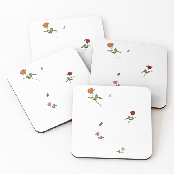 Item preview, Four Roses and a Butterfly. White background designed and sold by MindTravel.