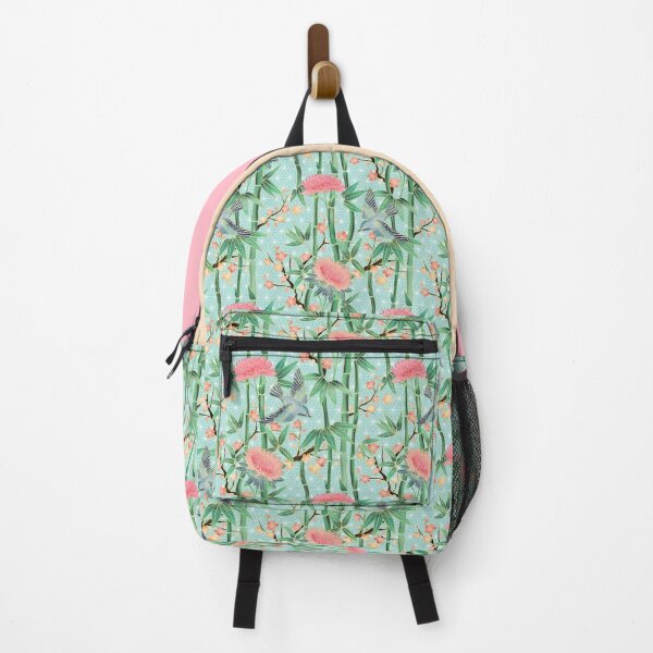Bamboo, Birds and Blossom - soft blue green Backpack