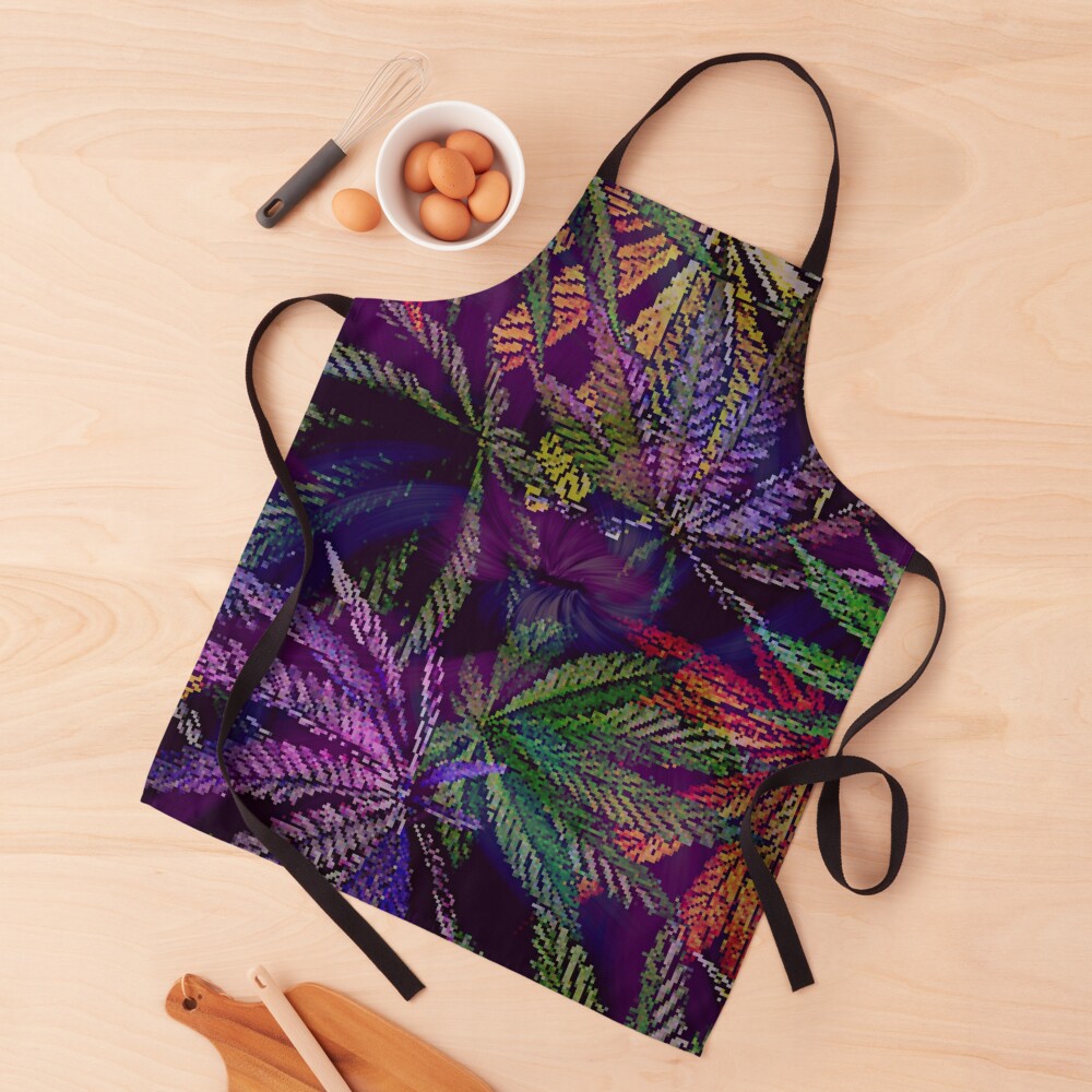 Psychedelic Marijuana Cannabis Leaves Apron