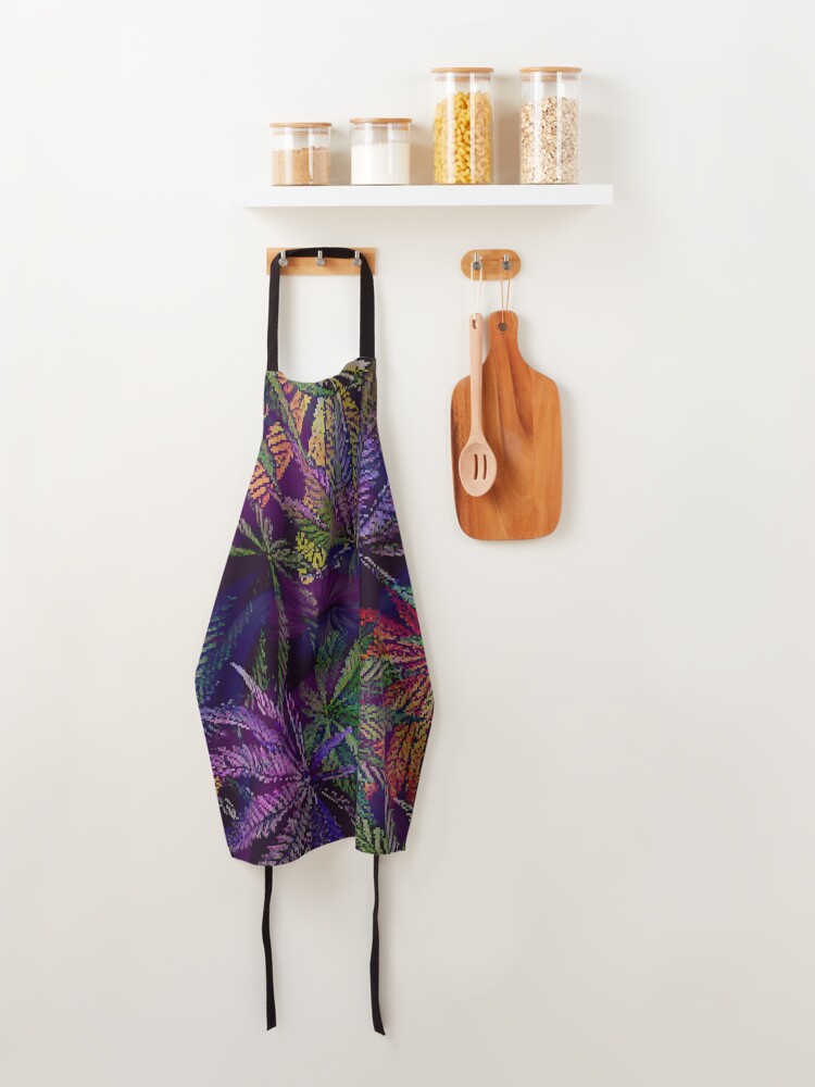 Alternate view of Psychedelic Marijuana Cannabis Leaves Apron