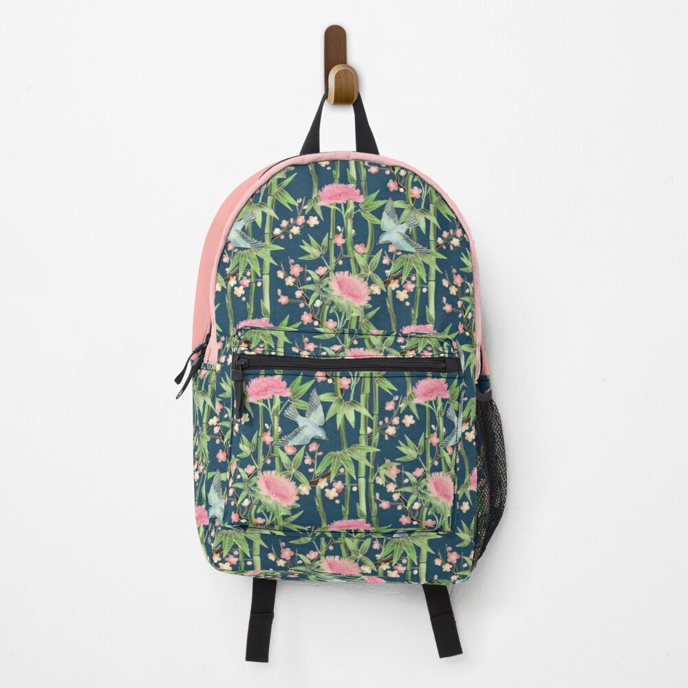 Disover Bamboo, Birds and Blossom - dark teal | Backpack