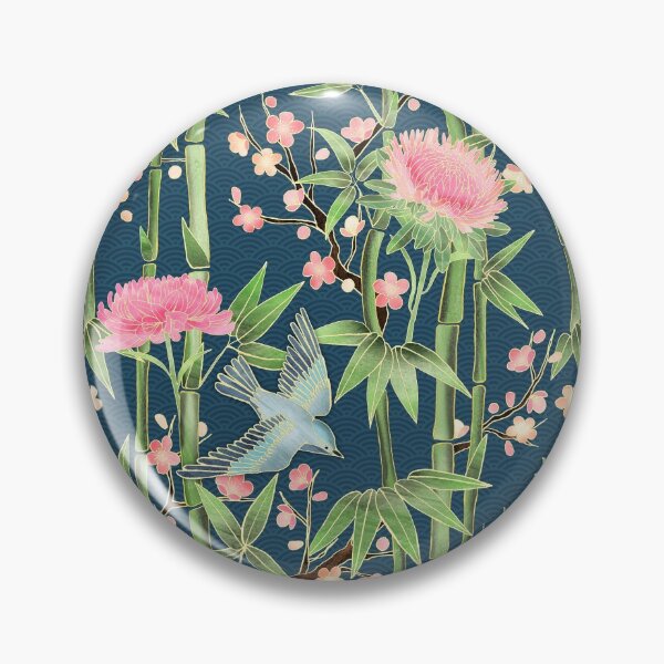 Item preview, Bamboo, Birds and Blossom - dark teal designed and sold by micklyn.