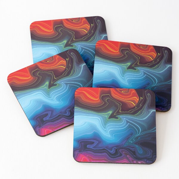 Item preview, Smoky Vivid Modern Red Orange Aqua Blue Turquoise Swirls (For Trendy Hipsters - Stylish Abstract Pattern) designed and sold by SassyClassyMe.
