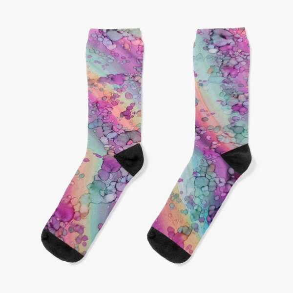 Cosmic Rainbow Alcohol Inks Socks
