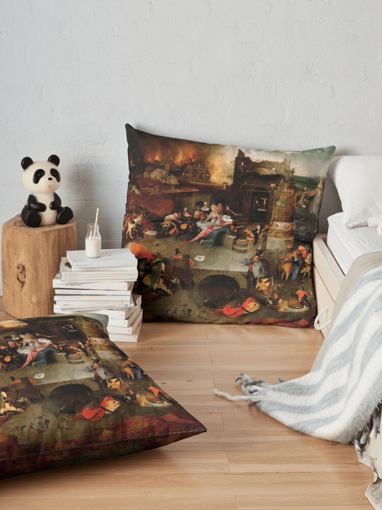 Alternate view of Triptych of the Temptation of St. Anthony by Hieronymus Bosch Floor Pillow