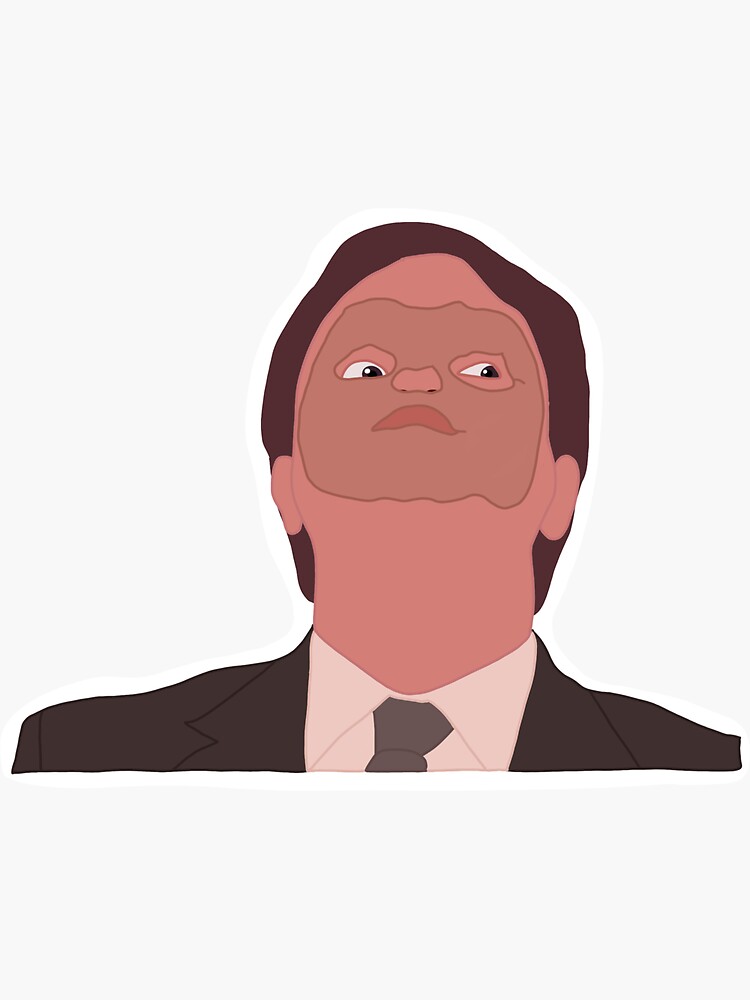 "The Office Dwight wearing a dummy's face" Sticker by kristinatdesign