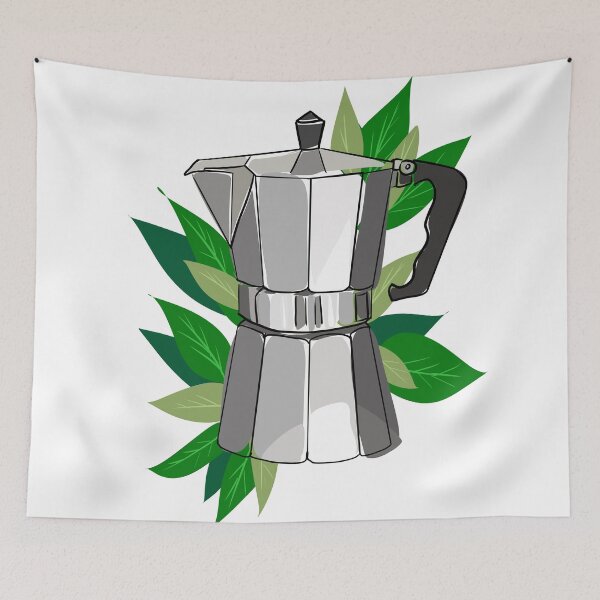 Item preview, Moka Pot Barista Art With Leaves designed and sold by Carla Perry.