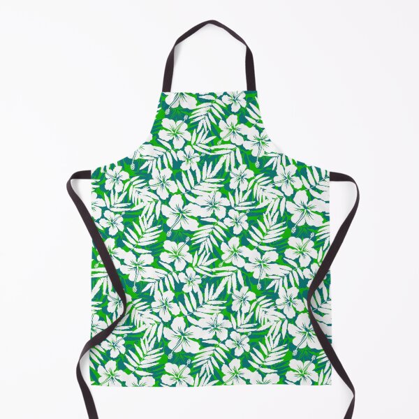 Item preview, Tropical flowers green and white pattern designed and sold by 1enchik.