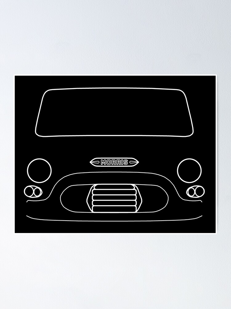 Morris J4 van outline graphic (white) Poster