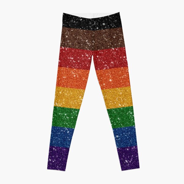 Faux Glitter Inclusive Rainbow Pride Flag Leggings
