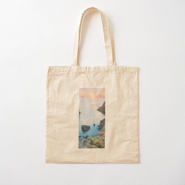 Sunrise landscape in the ocean with watercolor Cotton Tote Bag
