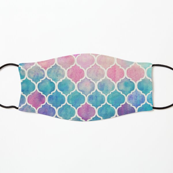 Rainbow Pastel Watercolor Moroccan Pattern Kids Mask