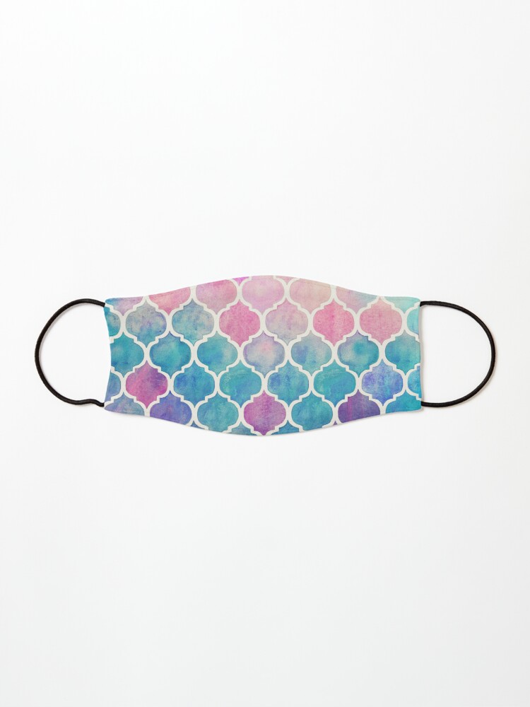 Thumbnail 1 of 5, Mask, Rainbow Pastel Watercolor Moroccan Pattern designed and sold by micklyn.
