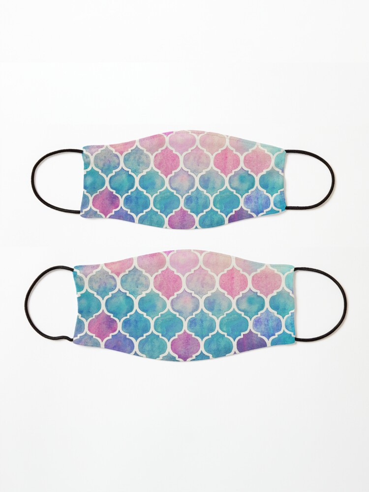 Thumbnail 3 of 5, Mask, Rainbow Pastel Watercolor Moroccan Pattern designed and sold by micklyn.
