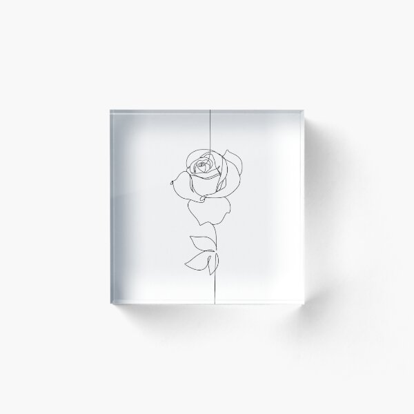 One line rose. Botanical line print Acrylic Block