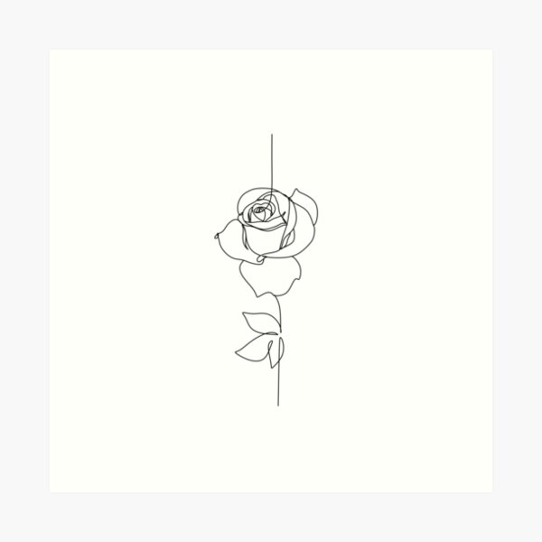 One line rose. Botanical line print Art Print