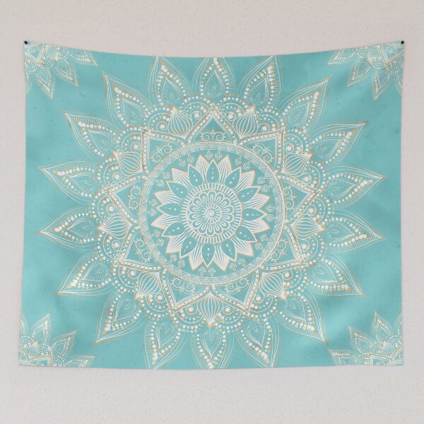 Item preview, Elegant White Gold Mandala Sky Blue Design designed and sold by InovArtS.