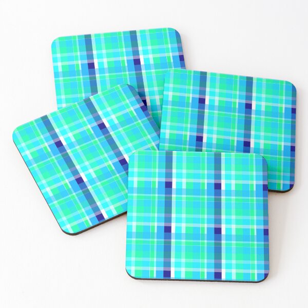 Item preview, Pattern checkered blue turquoise green designed and sold by ChrissiCreation.