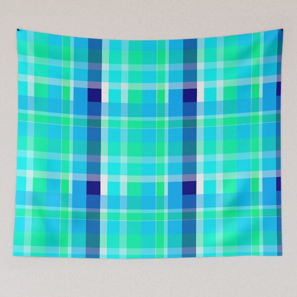 Item preview, Pattern checkered blue turquoise green designed and sold by ChrissiCreation.