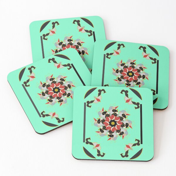 Item preview, Black Retro Regal - Aqua Green designed and sold by BumbleChynxBee.
