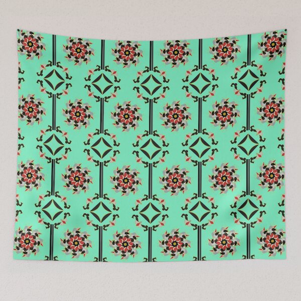 Item preview, Black Retro Regal - Aqua Green designed and sold by BumbleChynxBee.