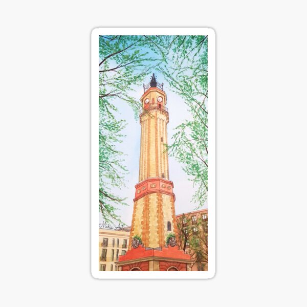 Landscape of Barcelona's Gracia neighborhood with watercolor. Sticker