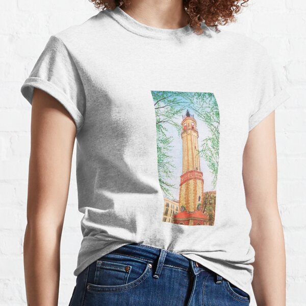 Landscape of Barcelona's Gracia neighborhood with watercolor. Classic T-Shirt