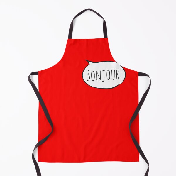 Item preview, Cheerful BONJOUR! with white speech bubble on red (Français / French) designed and sold by Ofeefee.