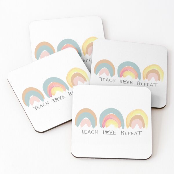 Item preview, teach love repeat tee | rainbow tee | rainbow boho tee | rainbow teacher tee | teacher love shirt designed and sold by mangata luna.