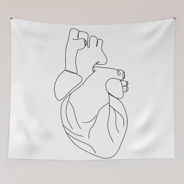 Item preview, Hart anatomy line art designed and sold by OneLinePrint.
