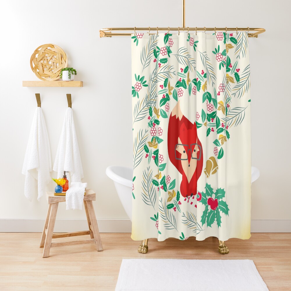 "Cute Nerdy Fox" Shower Curtain by famenxt Redbubble