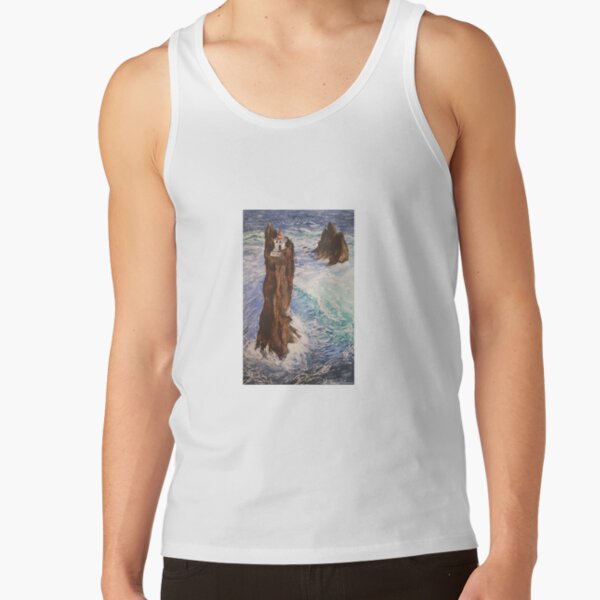 Landscape of an Iceland lighthouse with watercolor Tank Top
