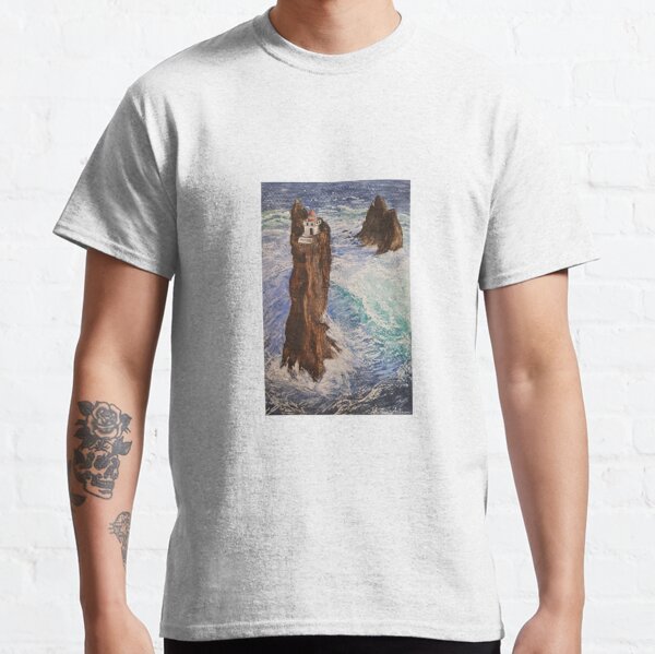 Landscape of an Iceland lighthouse with watercolor Classic T-Shirt