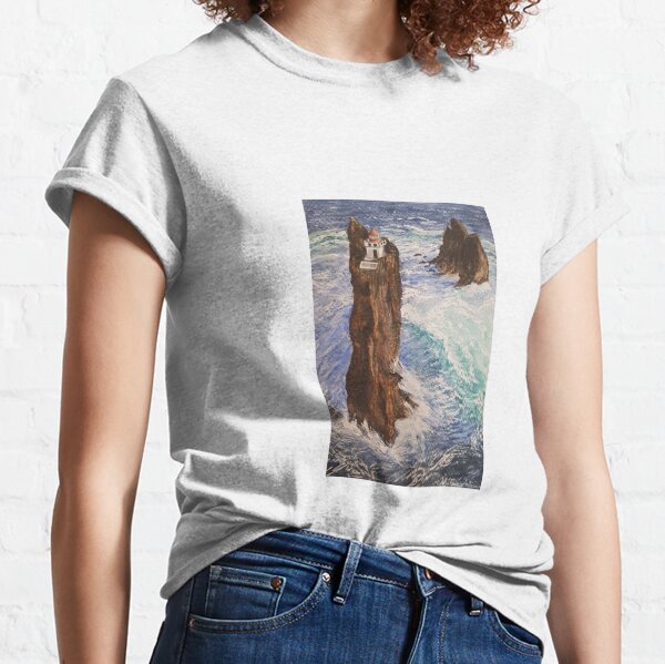 Landscape of an Iceland lighthouse with watercolor Classic T-Shirt