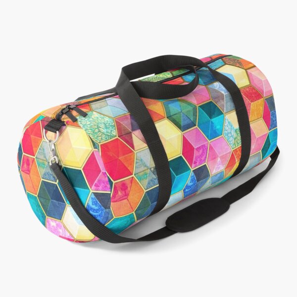 Crystal Bohemian Honeycomb Cubes - colorful hexagon pattern Duffle Bag