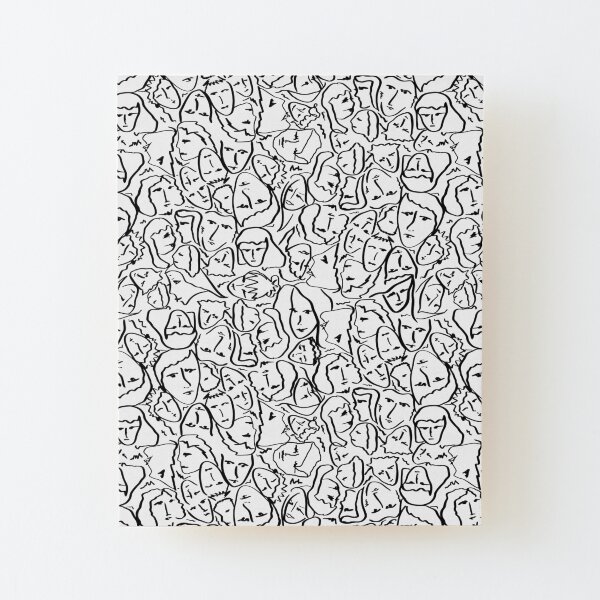 Call Me By Your Name Elios Shirt Faces in Black Outlines on White CMBYN Wood Mounted Print